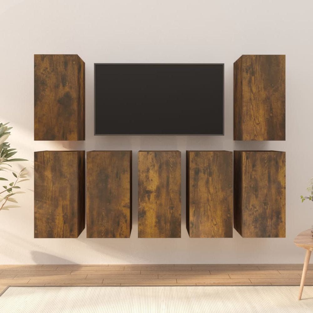 Vidaxl TV skrinky 7 ks dymový dub 30,5x30x60 cm spracované drevo